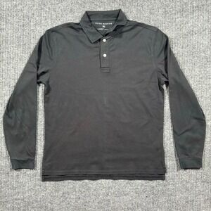 Peter Manning Mens Polo Shirt Size 2X Black Cotton Stretch Long Sleeve Casual